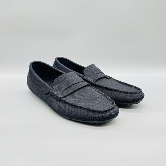 Rothy\'s Shoes Mens 10.5 Black Knit Driver Penny Loafers Casual Comfort Walking